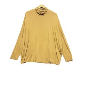 Marla Wynne Layers Turtleneck Tunic Top 1X Mustard Casual Minimalist Oversized